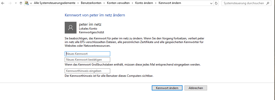Windows 10 Passwort vergessen