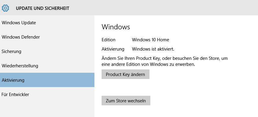 Upgrade von Windows 10 Home auf Windows 10 Pro