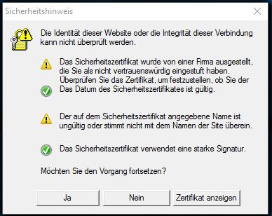 Lästige Fehlermeldung