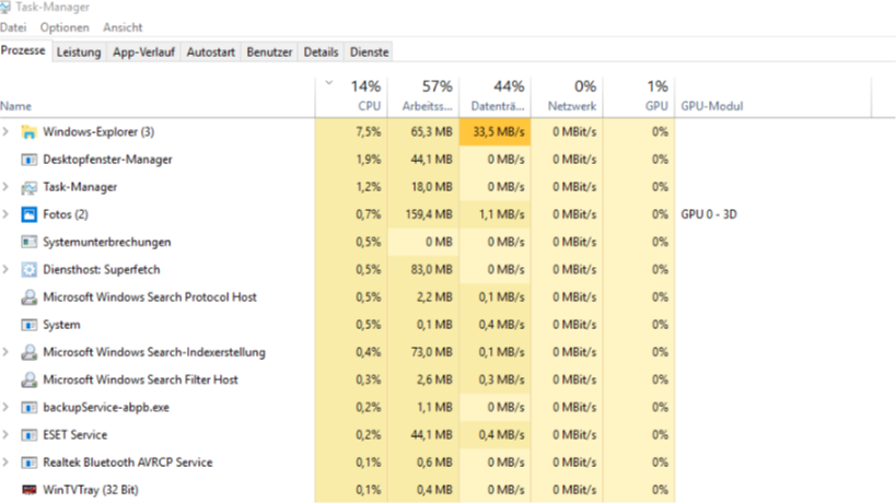 Win10 1709 Taskmanager ohne GPU-Anzeige