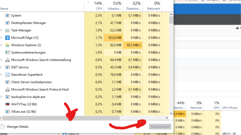 Win10 1709 Taskmanager ohne GPU-Anzeige