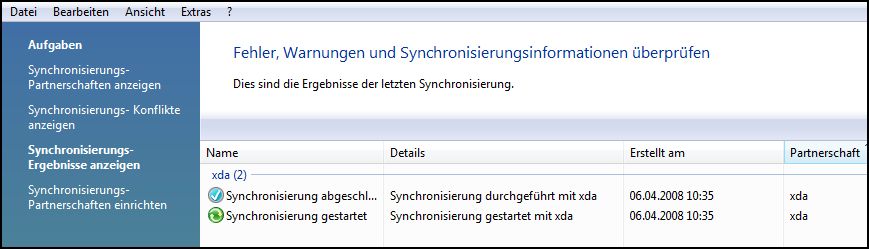 Synchronisierungseinstellungen nicht einstellbar