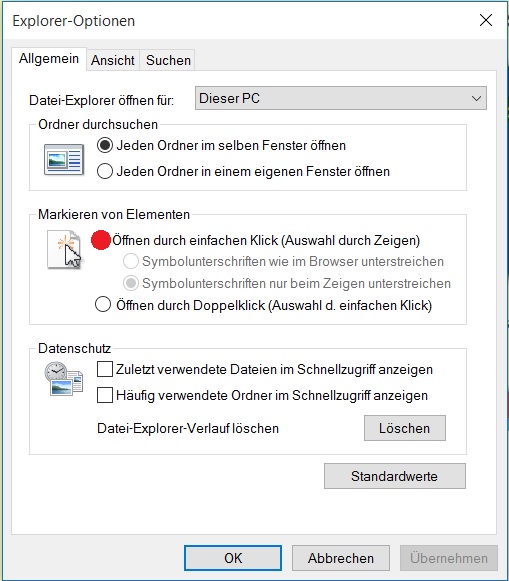 Doppelklick Maus abschalten bei Windows 10