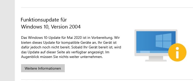 Windows 10 2004 Update hängt bei 61%