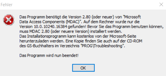 MDAC nicht gefunden