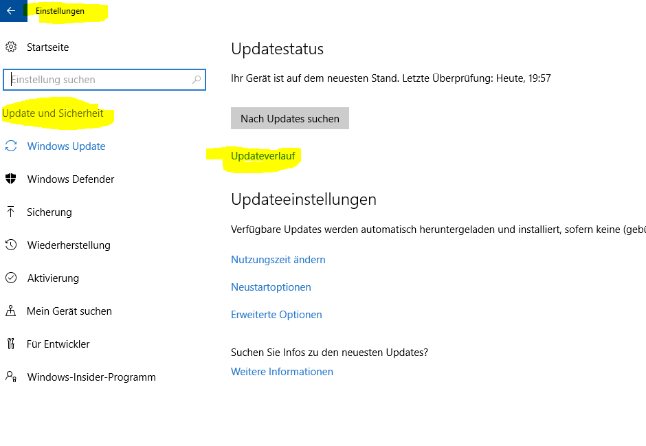 updates verarbeitung