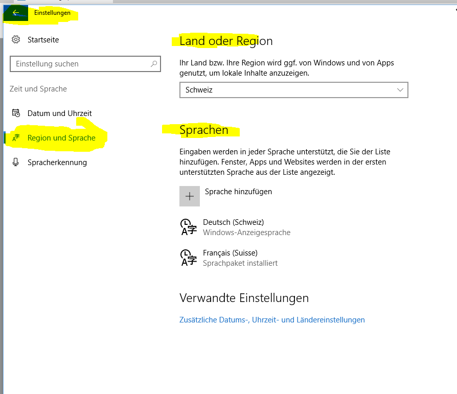Sprache ändern