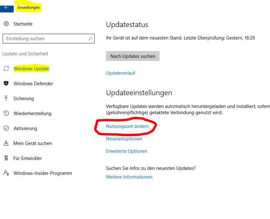Automatischer Neustart nach dem Updaten