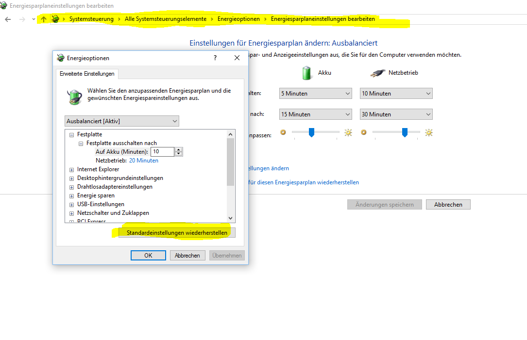Windows 10 Energiesparmodus Horror