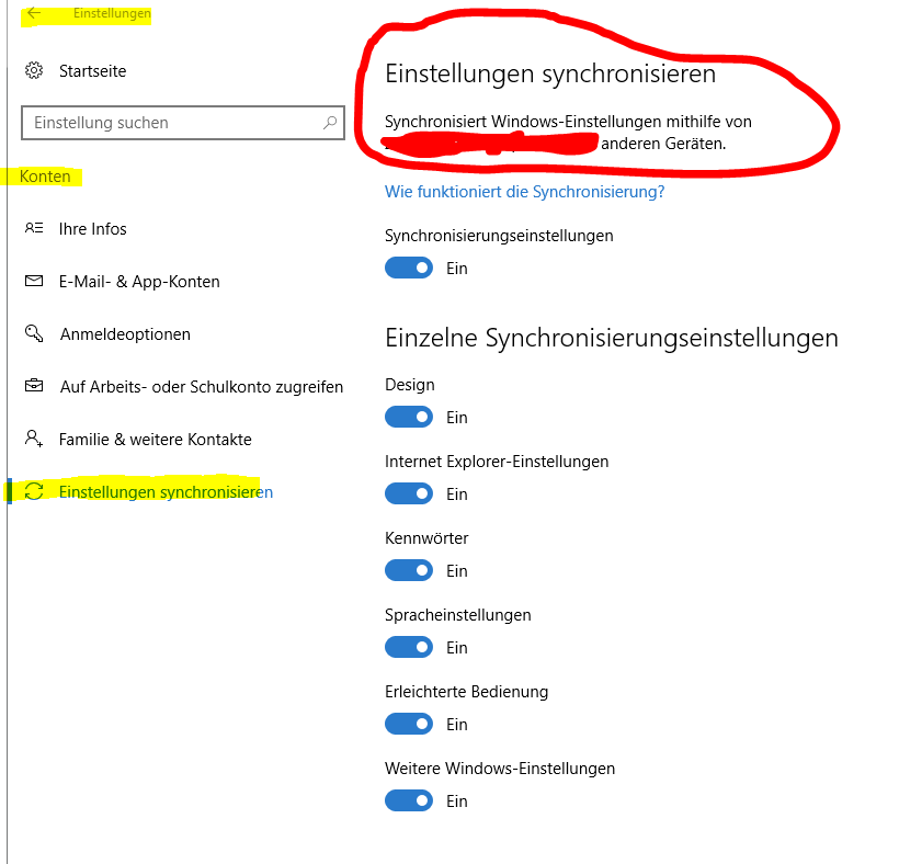 Unerwünschte Synchronisation abstellen