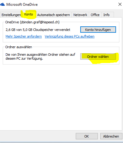 One Note auf OneDrive speichern