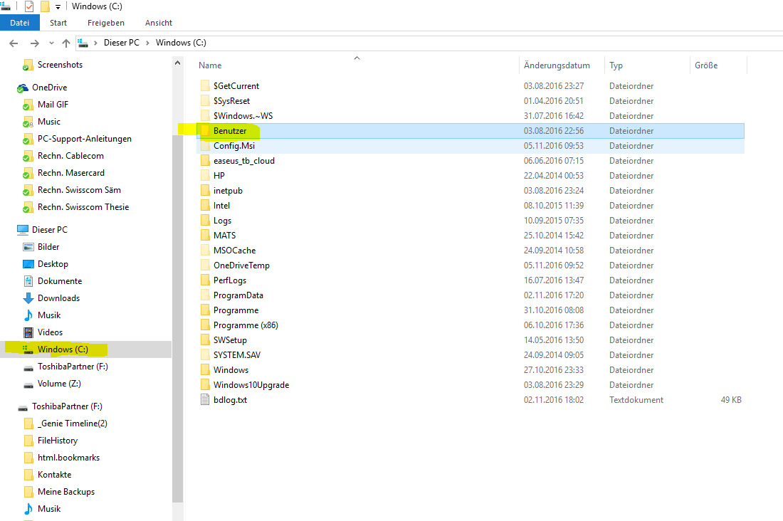 Nach Windows 10 Update (normales Update) - Festplatte komplett leer! Alles weg!