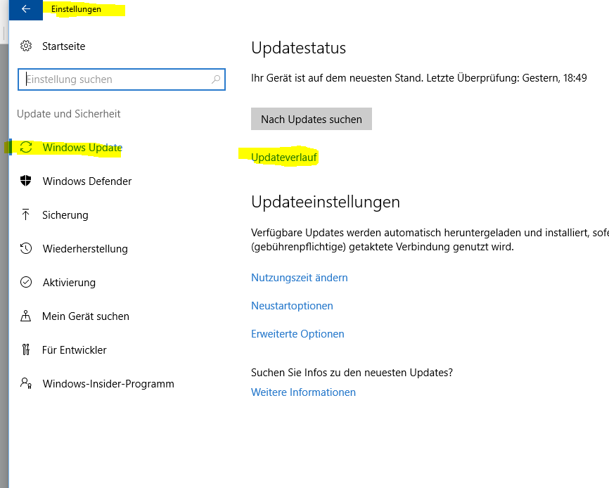 Wie erkennt man, dass überhaupt Updates installiert werden?