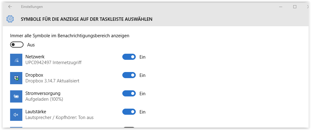 Lautstärkesybol ist au sder taskleiste verschwunden