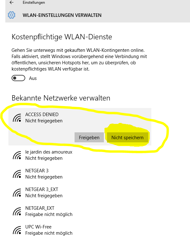 Automatische WLAN-Verbindung löschen