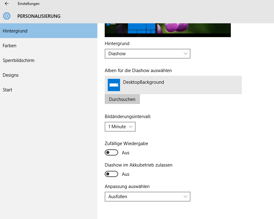 Desktophintergrund wechselt zu oft