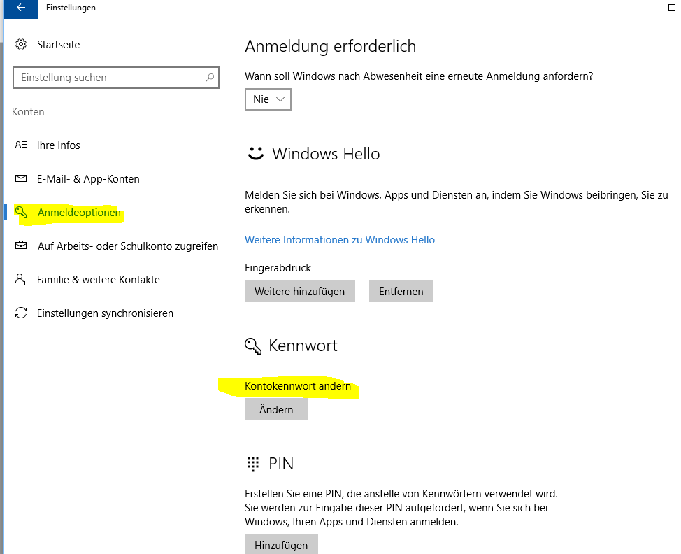 Windows 10 mit Passwort von Windows 7 öffnen