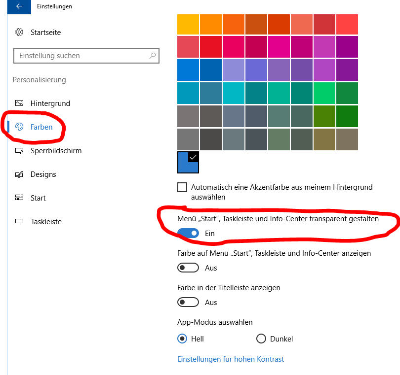 Windows 10 - Startmenü - verändert Farbe/wird fast schwarz