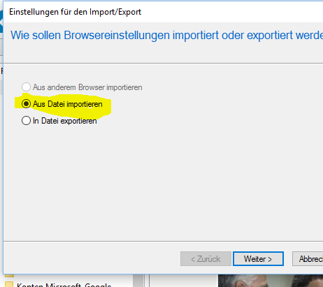 Wie kann ich von Firefox meine Favoriten in den Internetexplorer und dann in Windows Edge...