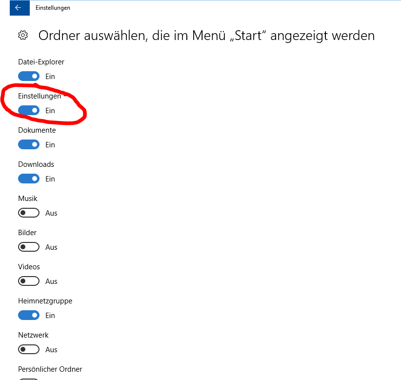 Wie kann ich den Start von Einstellungen verhindern?