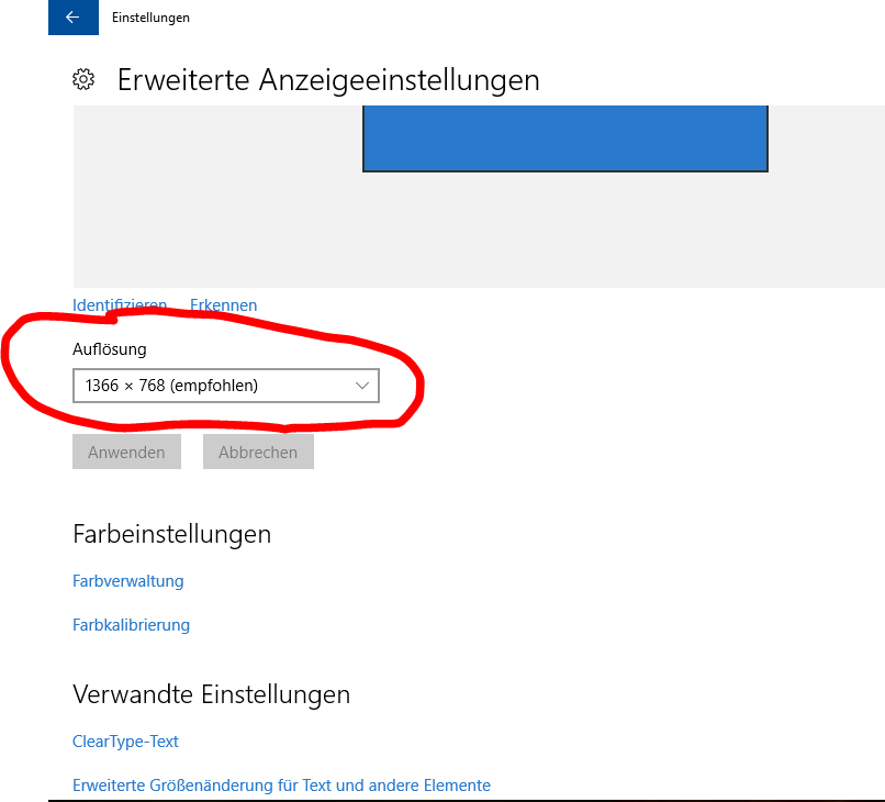 Wo ist die Einstellung der Bildwiederholfrequenz (z.B. 144Hz) in Windows 10, 1607