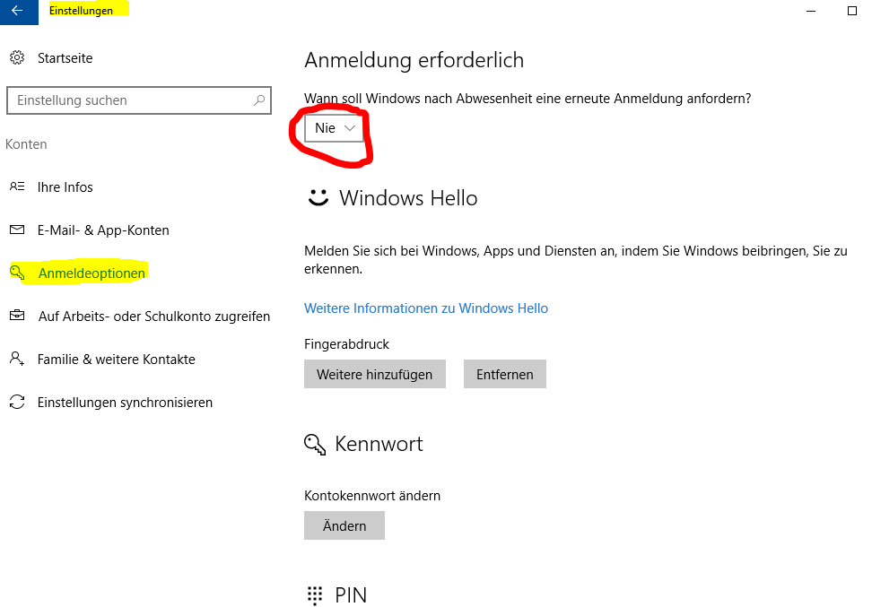 Kennwort Anfrage bei jedem Start