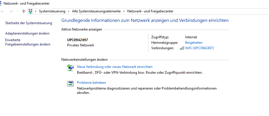 Nach dem Start ist WLAN gespeichert, aber nicht verbunden