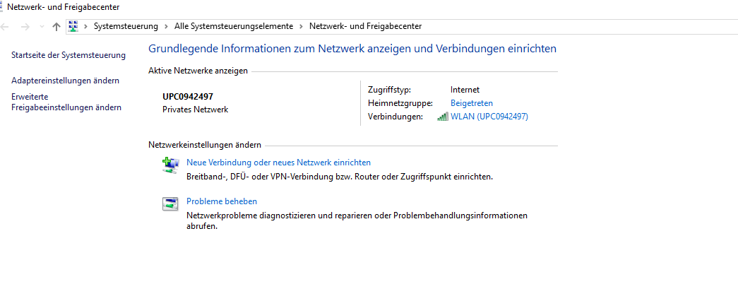 Nach dem Start ist WLAN gespeichert, aber nicht verbunden