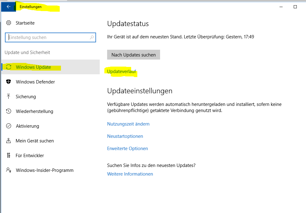 Funktionsupdate für Windows 10 – Version 1607