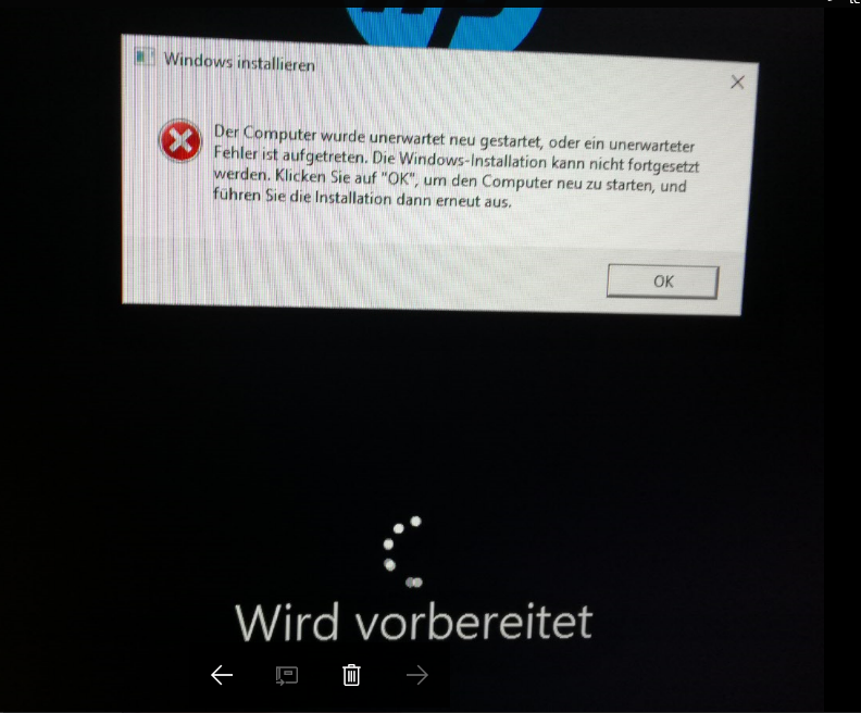 Win 10 lässt sich nicht mehr installieren/Anfänger