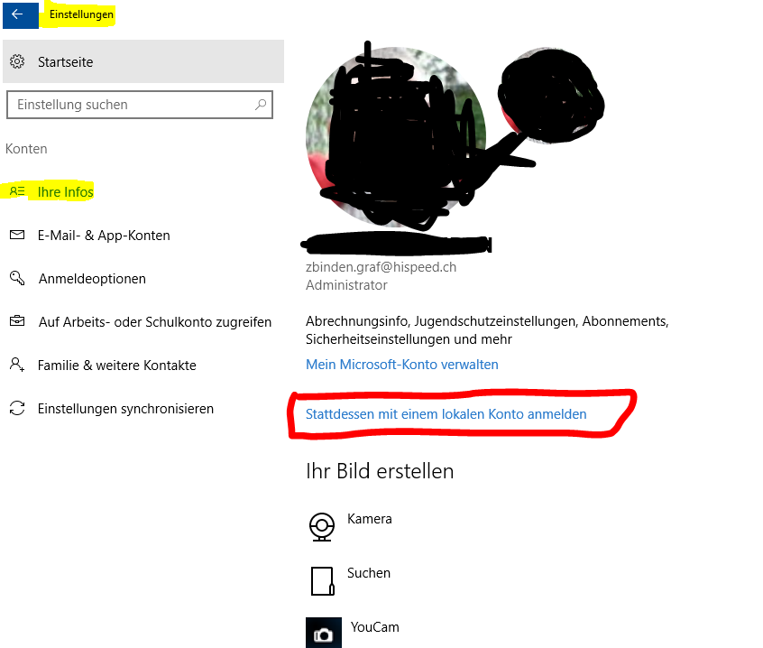 Benutzeraccount Anmeldung