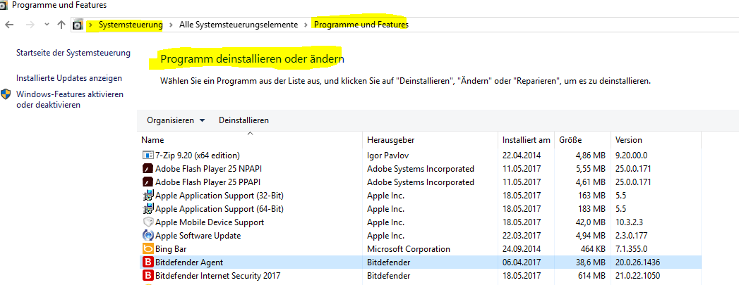 Übersicht Programmmanager