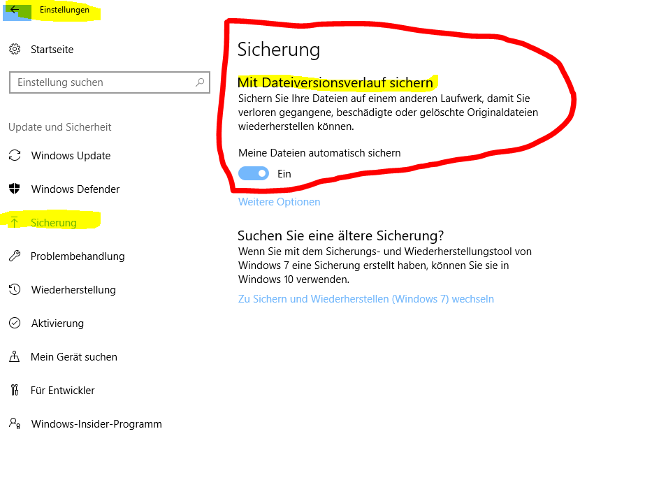 Windows zurücksetzen zu einem Bestimmten Tag und Uhrzeit