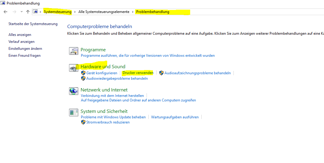 Drucker druckt nicht unter WIN 10