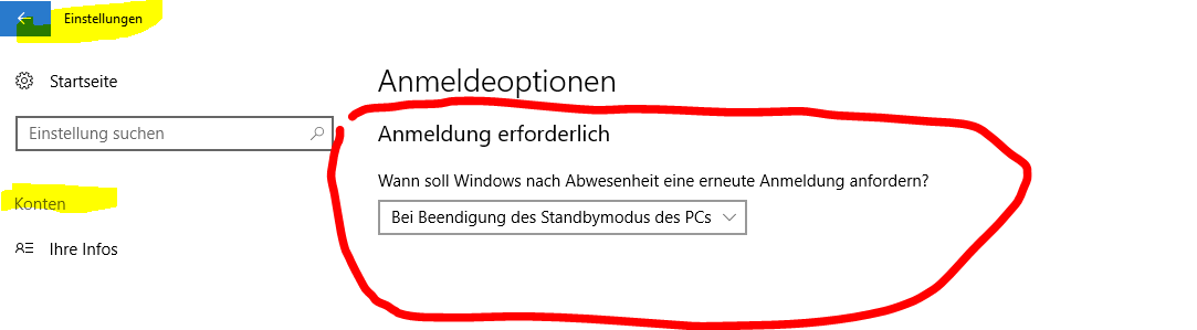 Wechsel von stand-by zu neuer Arbeit auf dem PC