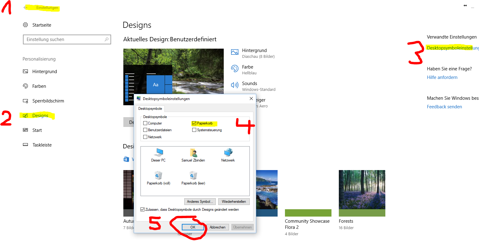 Icon für Papierkorb verschwunden