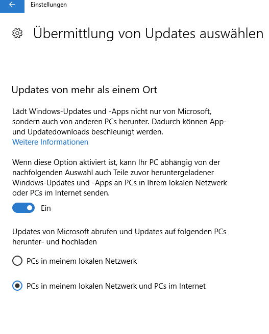 Übermittlungsoptimierung deaktivieren