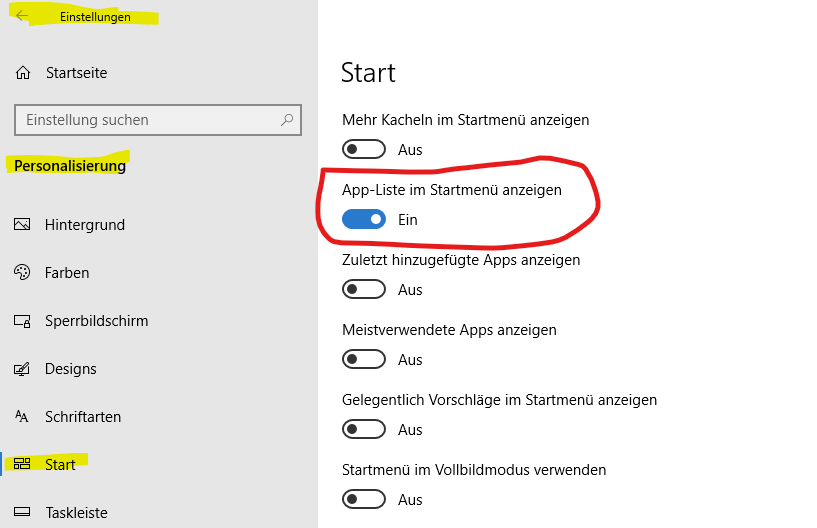 Die Liste neben den Kacheln wird nicht angezeigt. Welche Möglichkeit dazu?