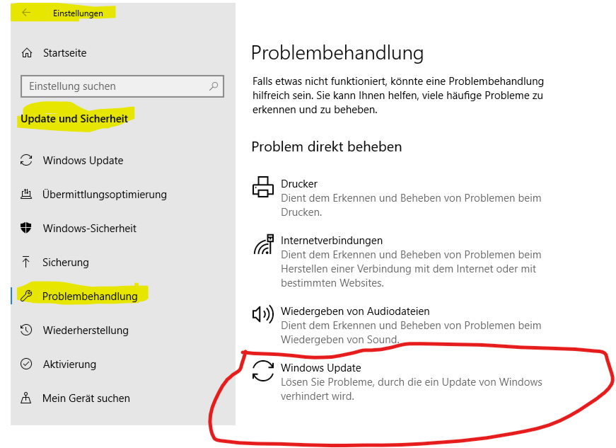 Windows 10 Update auf 1803 scheitert ( von 1709 )