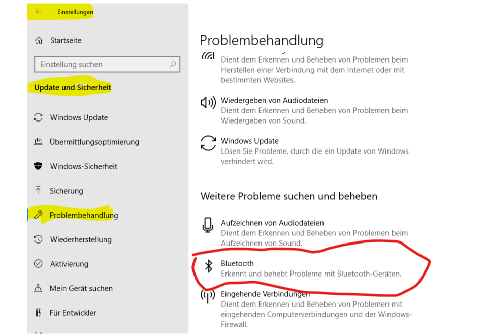 Bluetooth Verbindung zwischen PC anderem Gerät