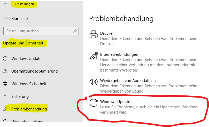 Einige Updates konnte nicht installiert werden, da der PC ausgeschaltet wurde.