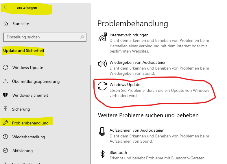 Win-Update Fehler diagnostiziert