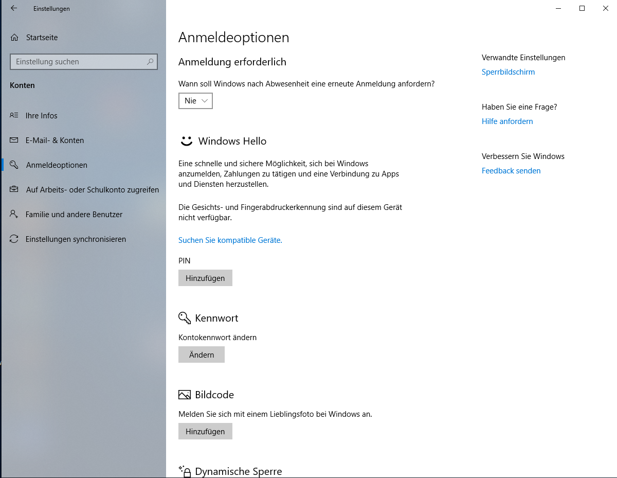 Win10-Einschalt-Kennwort wieder deaktivieren