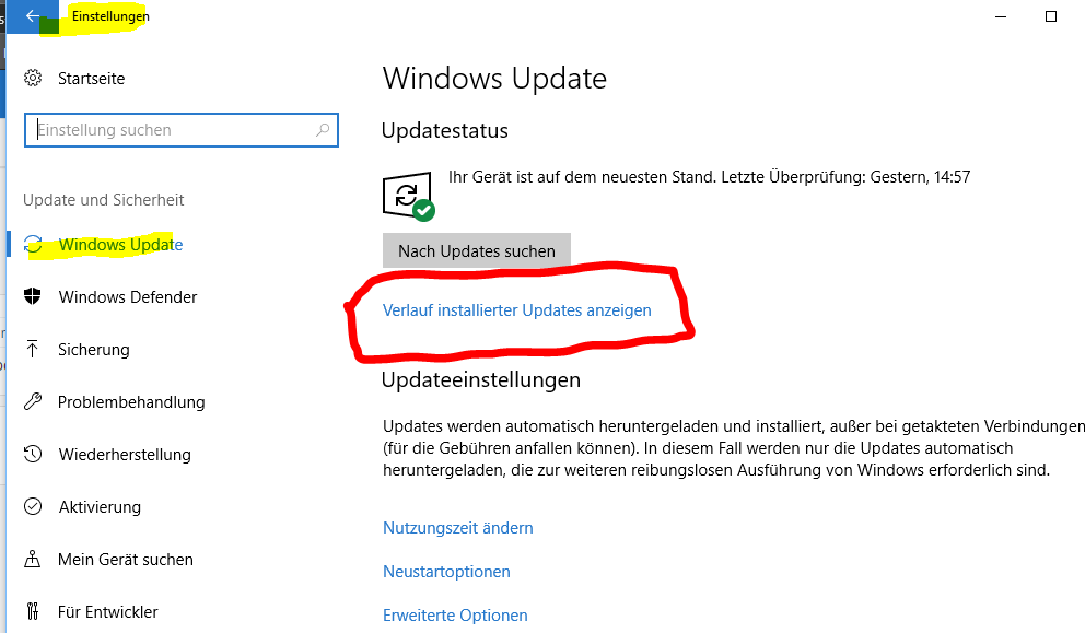 Windows Update fehlgeschlagen