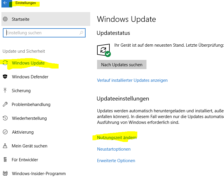 Windows 10 Update auf manuell umstellen