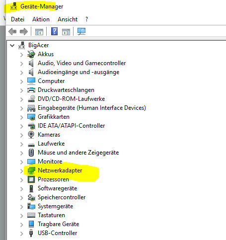 Netzwerkadapter Code 10