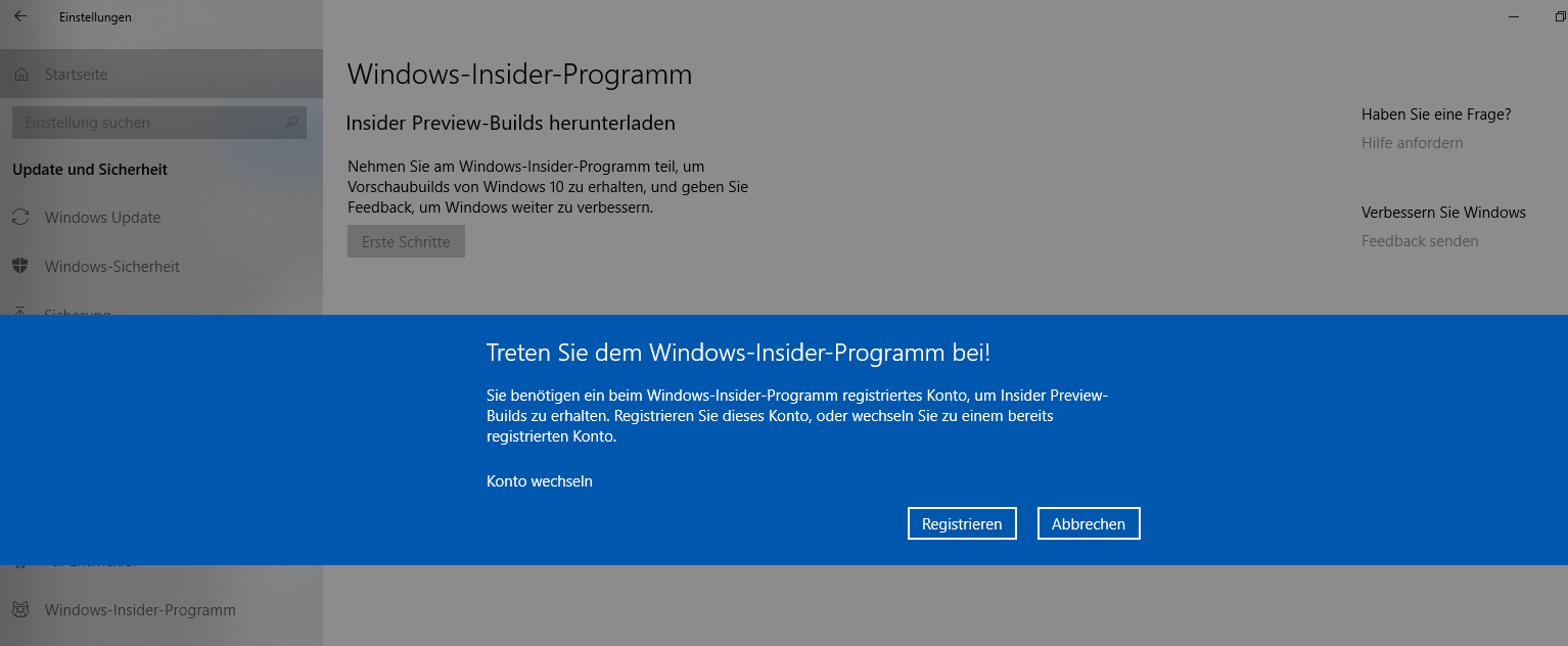 Windows Insider Programm
