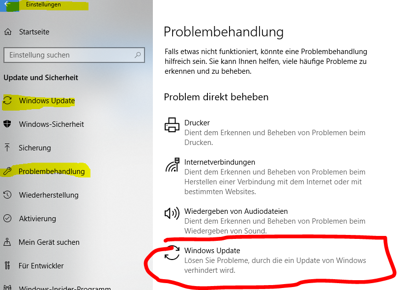 Update  Fehlercode 0x80070652  von Windows 10