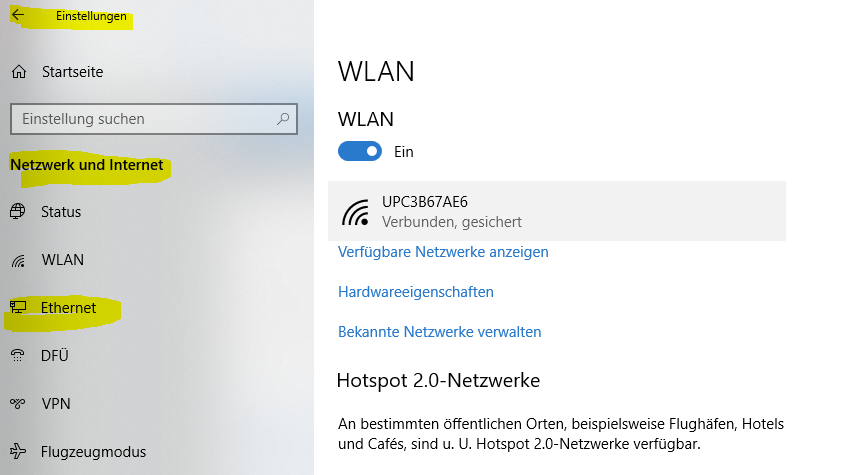 Wie stelle ich neben der WLAN Verbindung eine LAN Verbindung her?