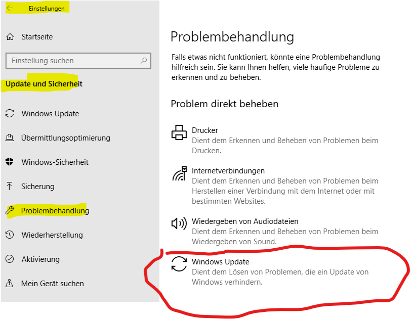 Fehler: 0x800703e3. Trotz Update-Widerholung die gleiche Meldung